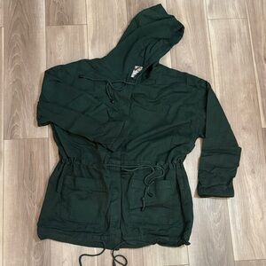 Great gear Women's Green Hooded Jacket Button with Drawstring